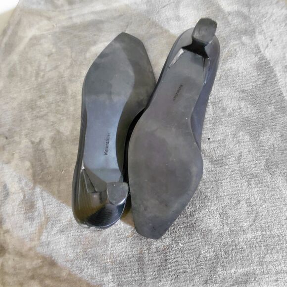 Naturalizer Kitten Loafer Pump Heels Womens Size 10W Black Leather Square Toe - Picture 13 of 16